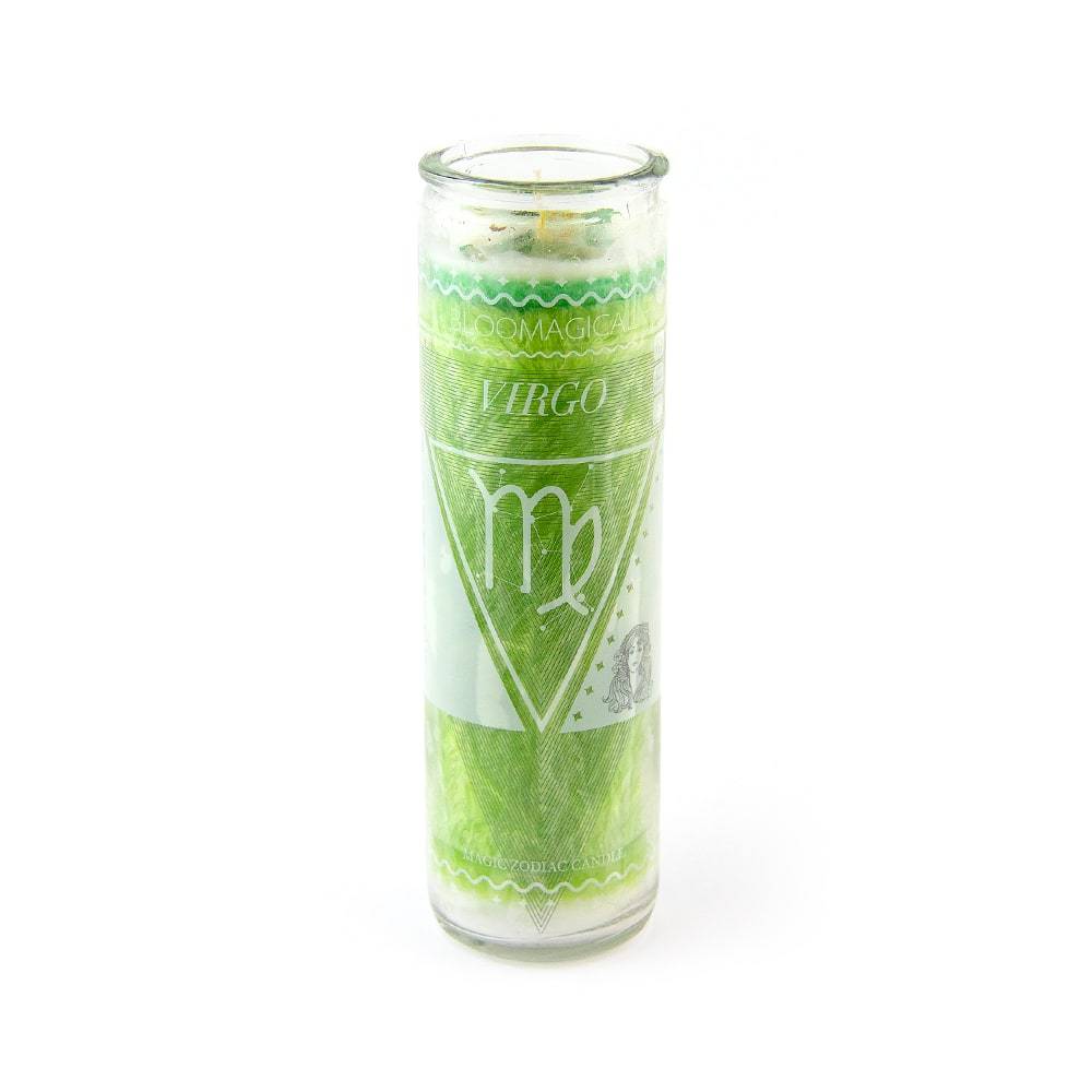 Magic Virgo Green Zodiac Candle w/Crystals