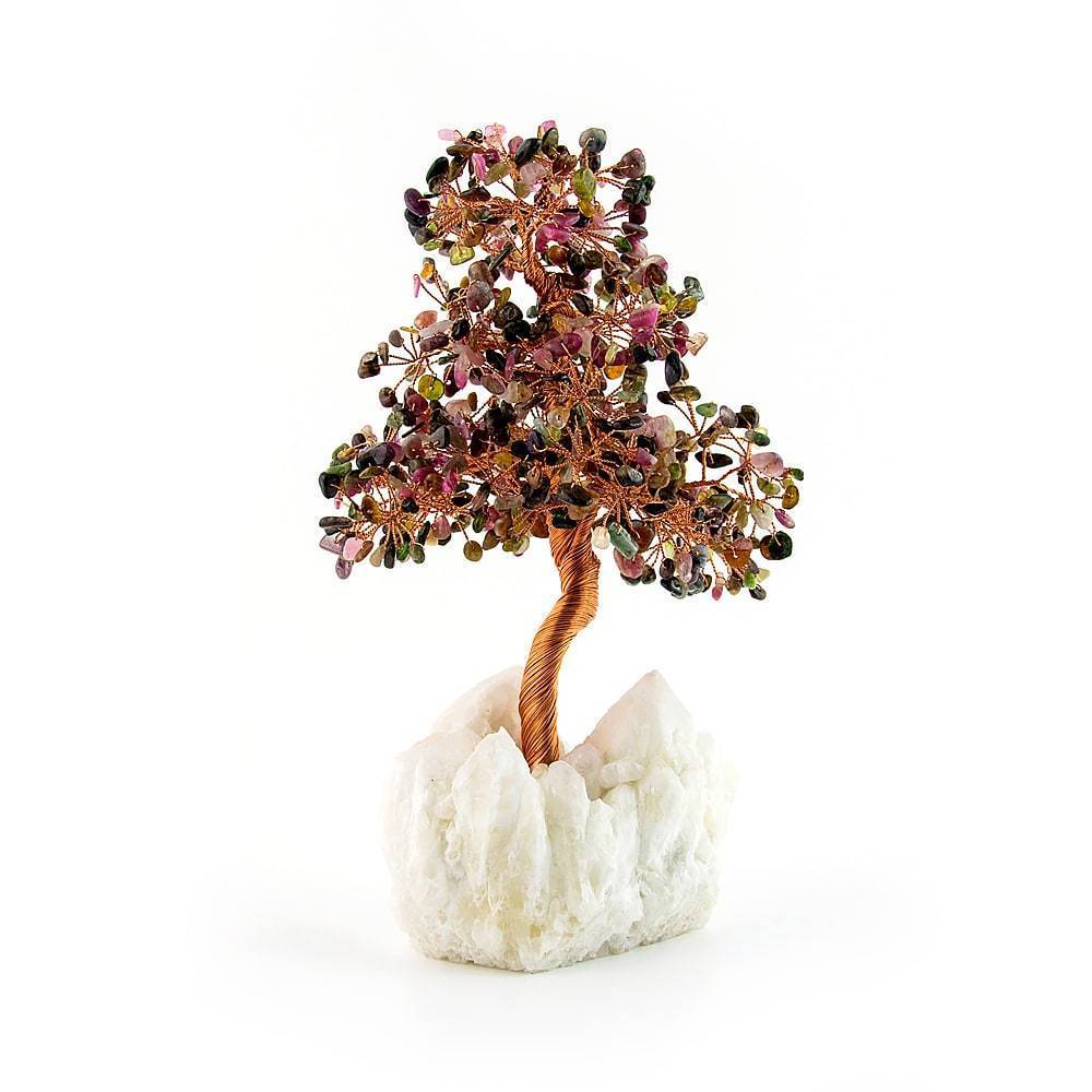 Tourmaline Copper Tree on White Crystal Base - Small